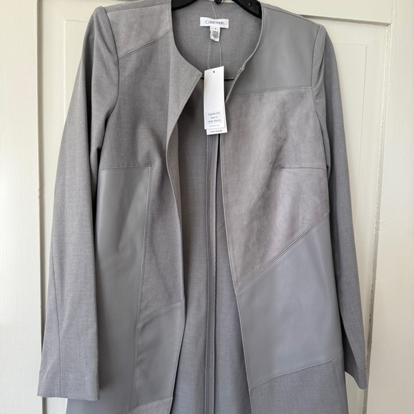 Calvin Klein Grey Open Front Long Jacket - Picture 5 of 9